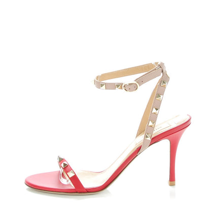 Valentino Garavani Calfskin Rockstud Ankle Strap 85mm Sandals 38 Rosso Valentino Poudre 1 of 8