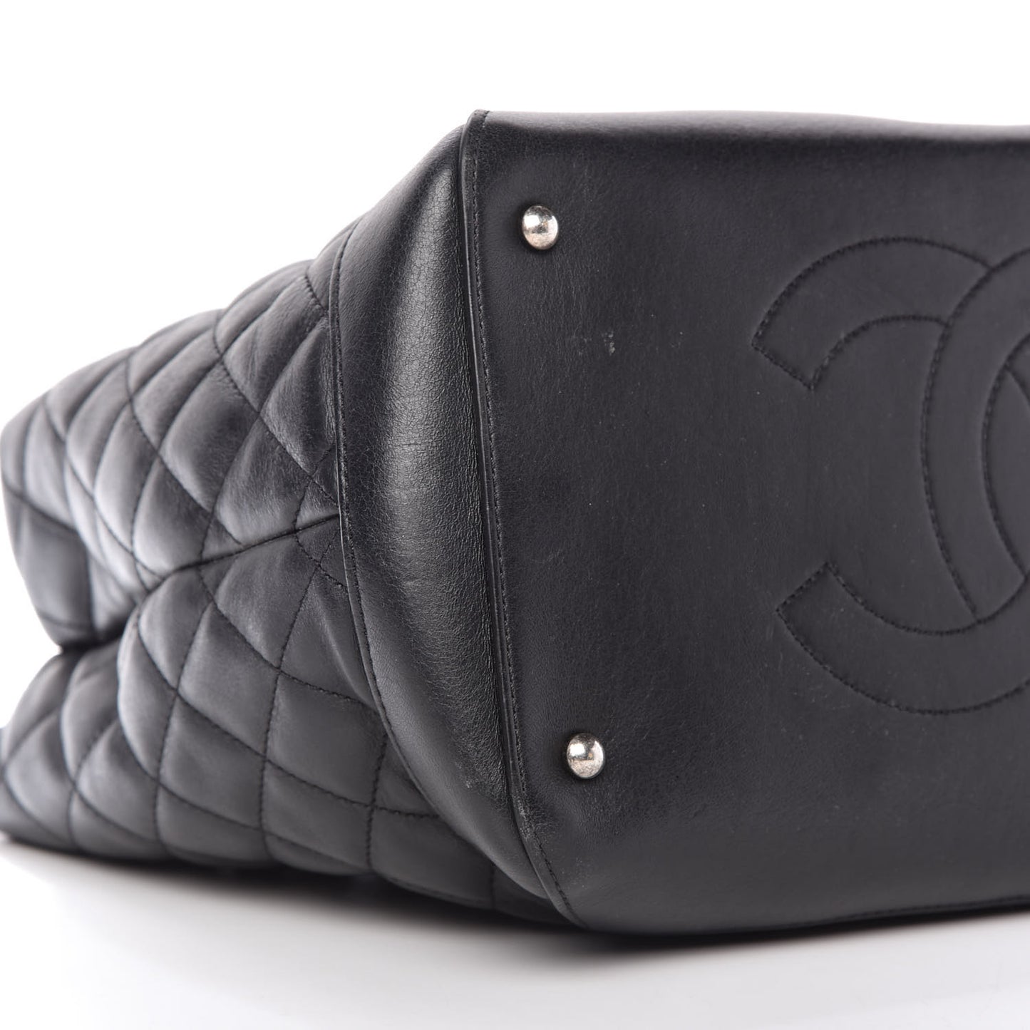 Calfskin Quilted Small Easy Shopping Tote Black