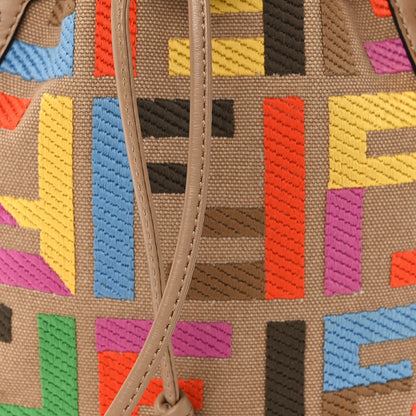 Fendi Canvas Vitello King F is Fendi FF Multicolor Embroidered Mini Mon Tresor Bucket Bag Multicolor Cuoio 7 of 15
