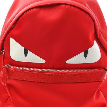 Fendi Nylon Vitello Elite Monster Eyes Rounded Backpack Red White 9 of 13