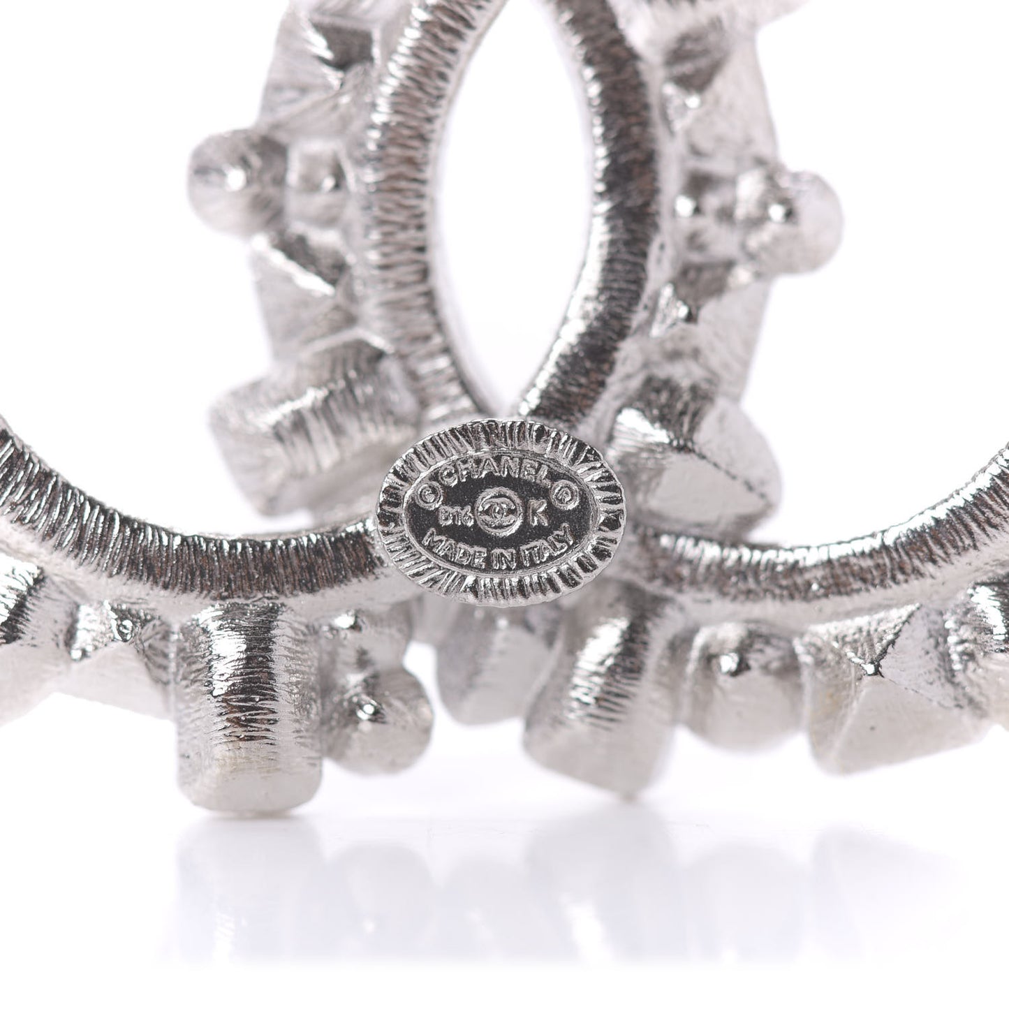 Baguette Crystal CC Brooch Black Silver