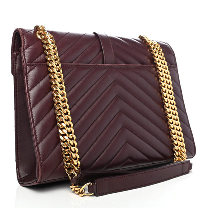 Saint Laurent Lambskin Matelasse Chevron Medium Monogram Satchel Amaranto 2 of 4