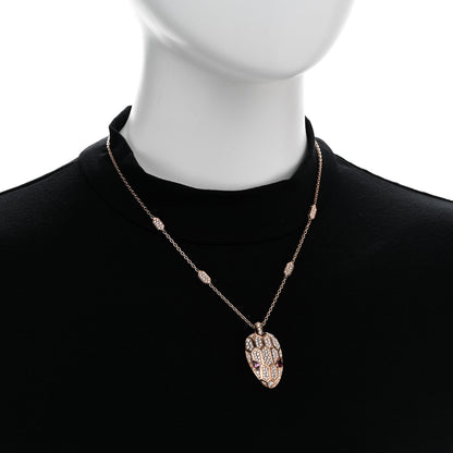 Bulgari 18K Rose Gold Diamond Rubellite Serpenti Seduttori Pendant Necklace 2 of 6