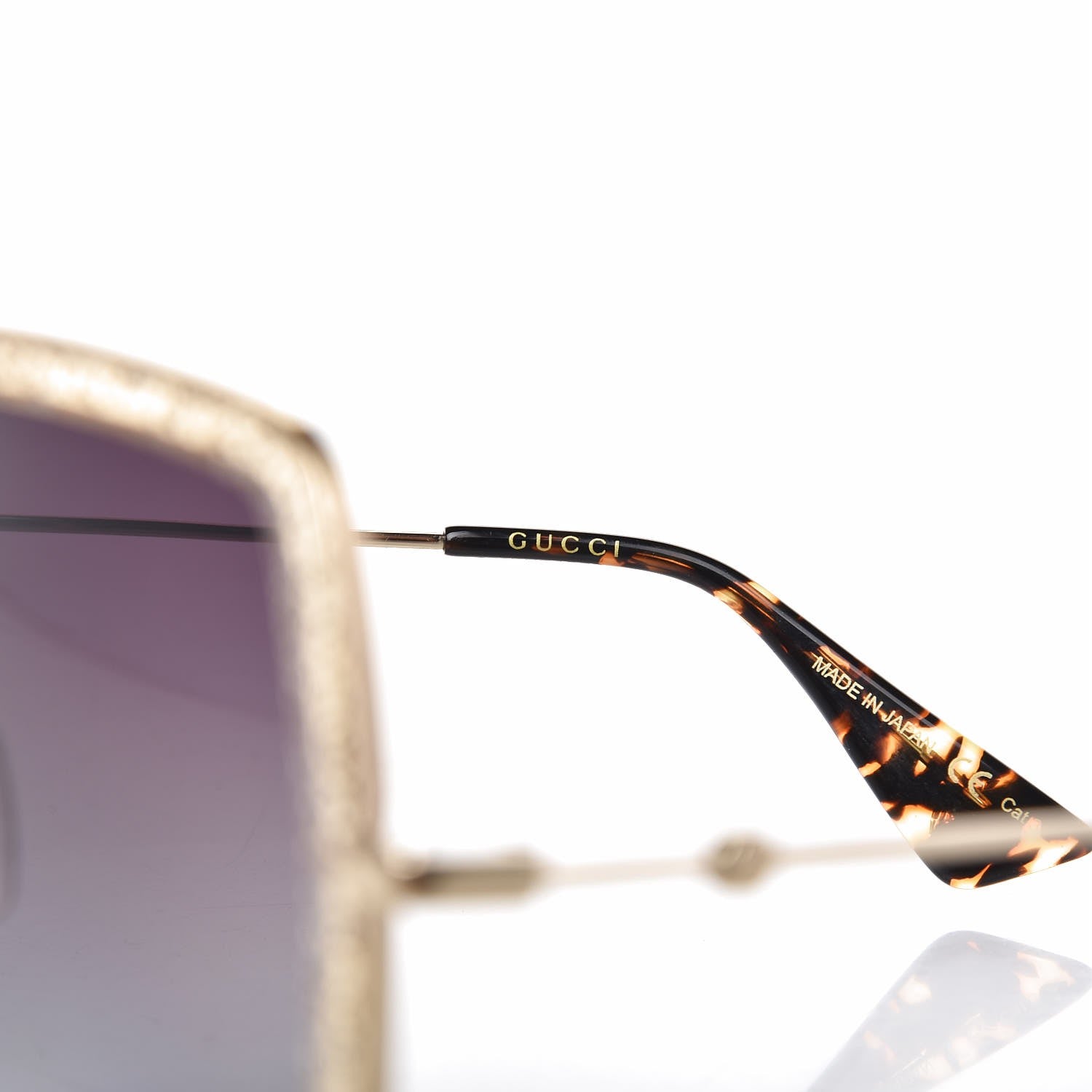 Gucci Glitter Acetate Oversize Square Frame Sunglasses GG0106S Gold 7 of 8