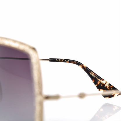 Gucci Glitter Acetate Oversize Square Frame Sunglasses GG0106S Gold 7 of 8