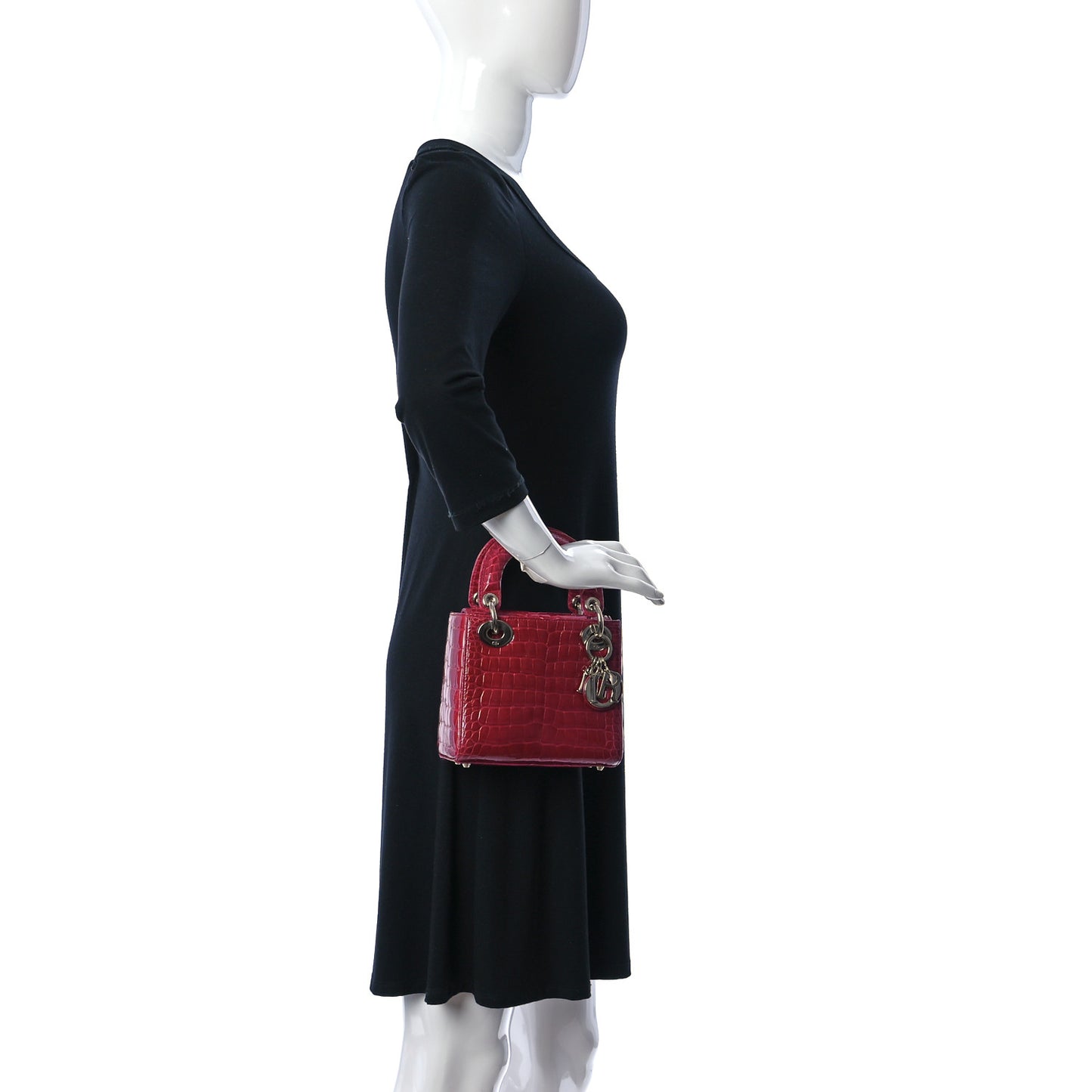 Alligator Mini Lady Dior Dark Pink