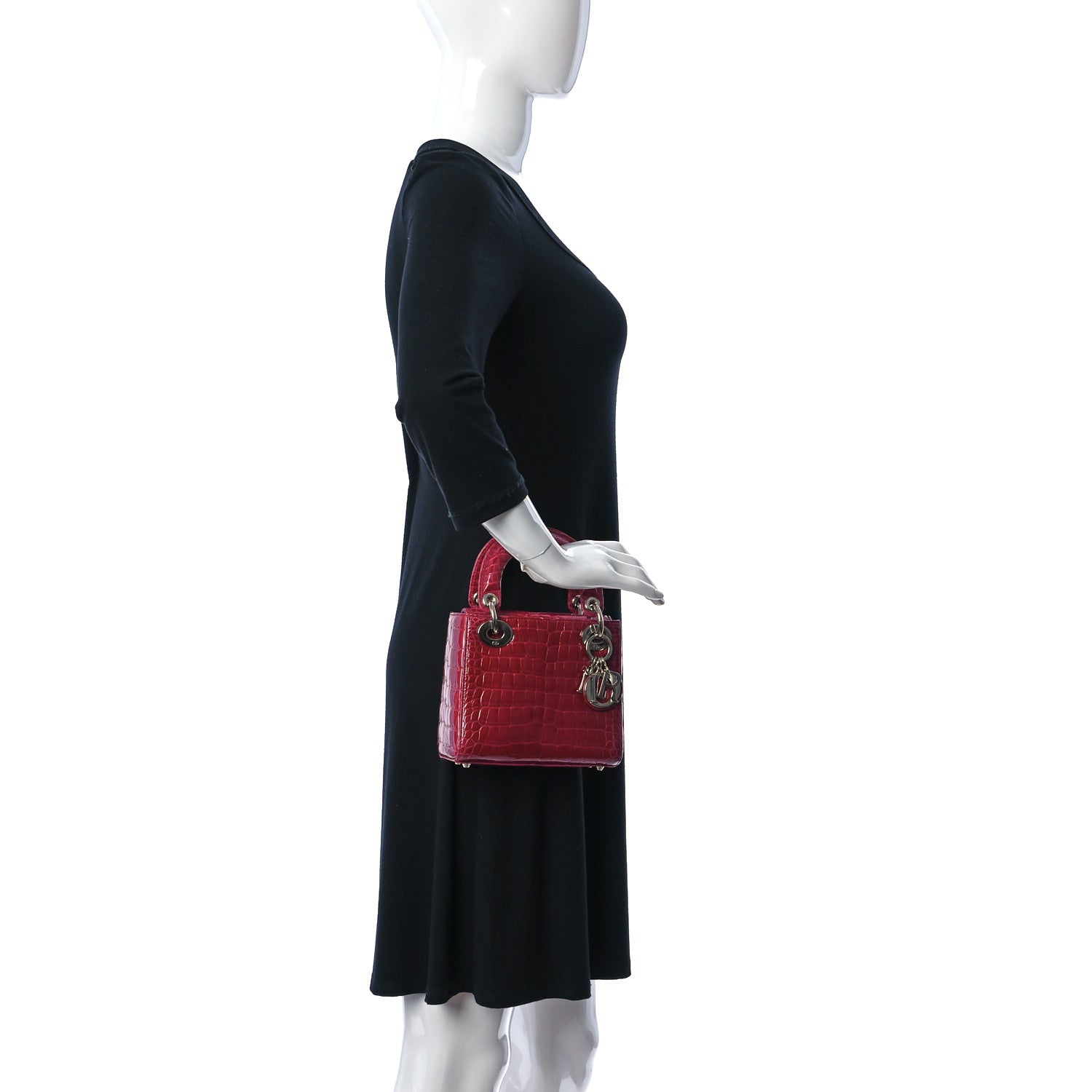 Christian Dior Alligator Mini Lady Dior Dark Pink 2 of 9