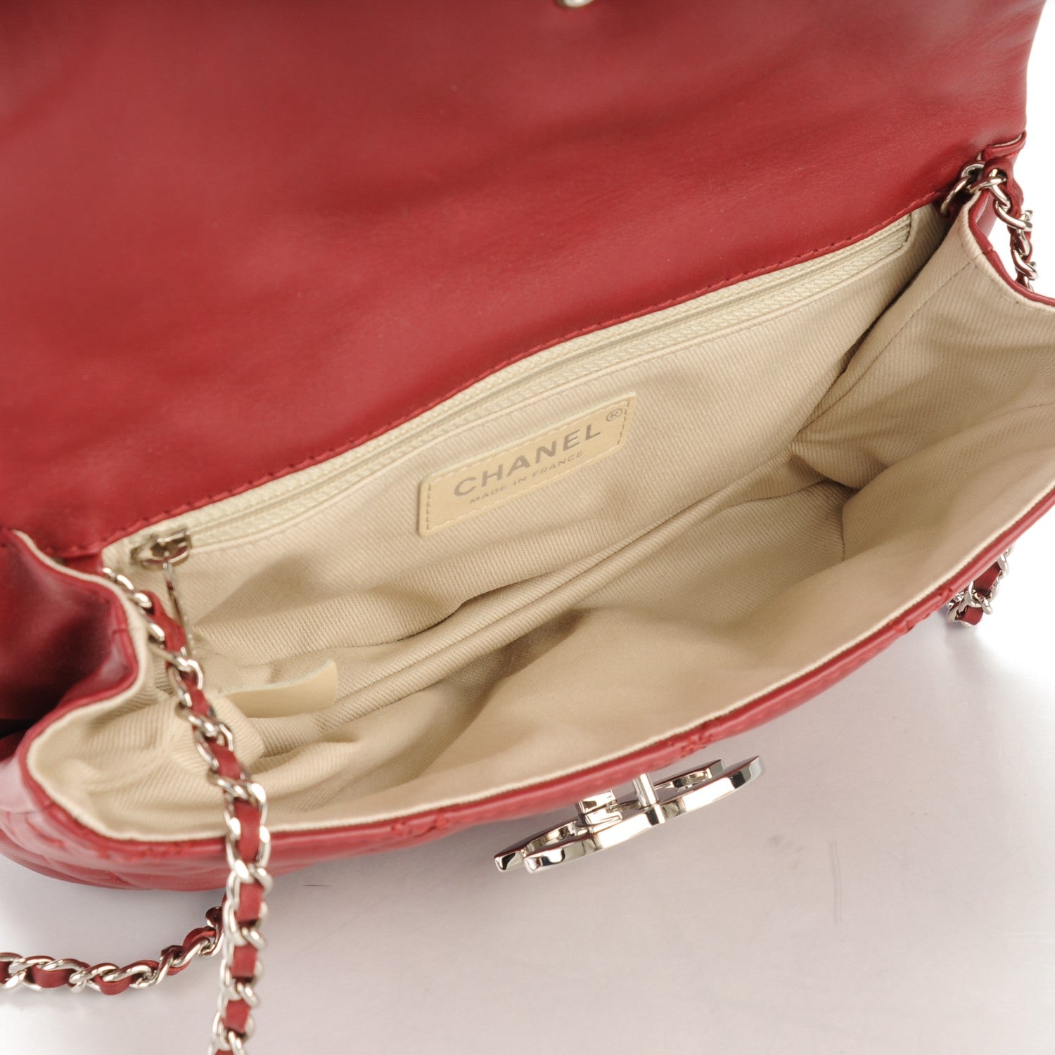 Chanel Calfskin Quilted Double Stitch Hamptons Clutch with Chain Red 5 of 7