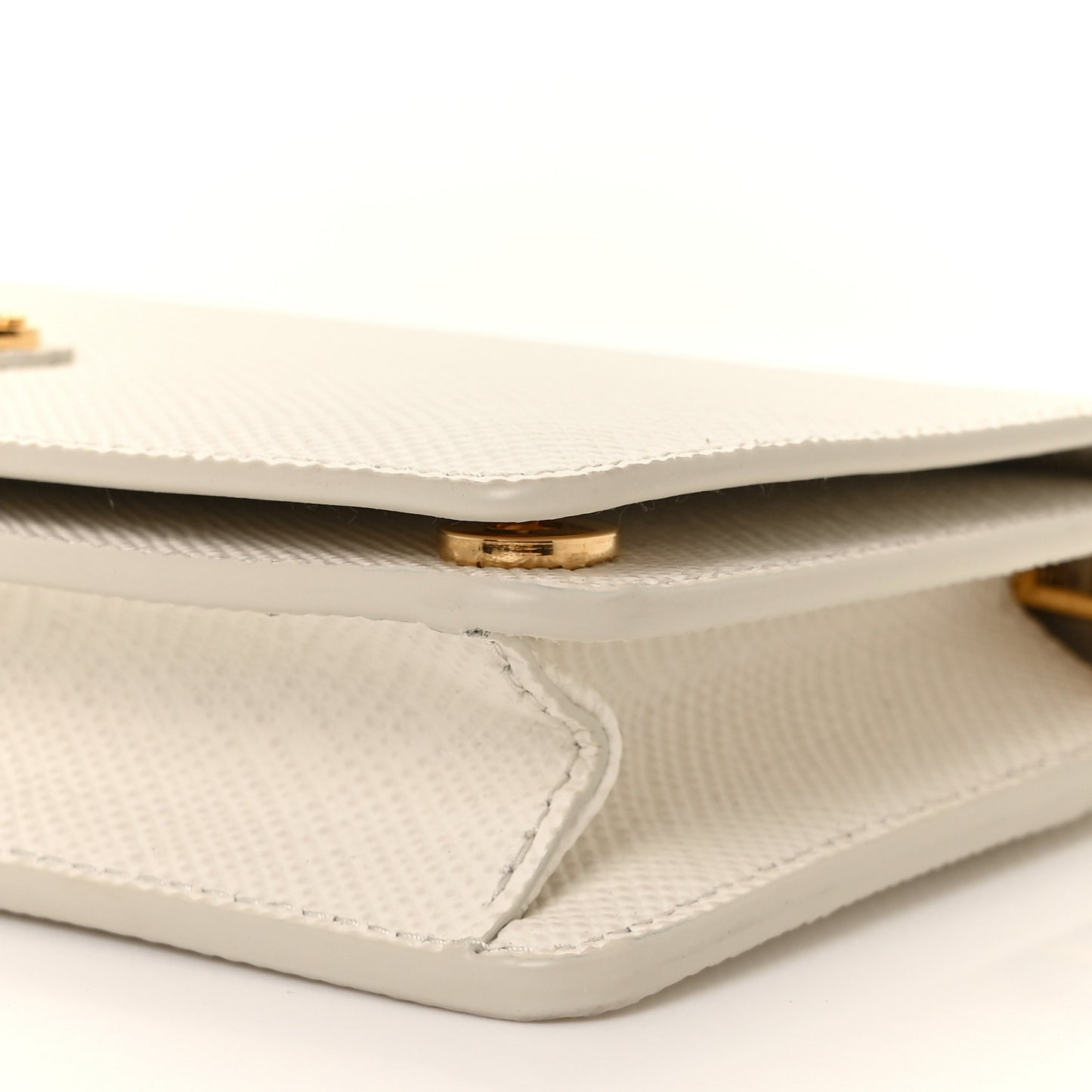 Saffiano Cuir Triangle Logo Miniborse White
