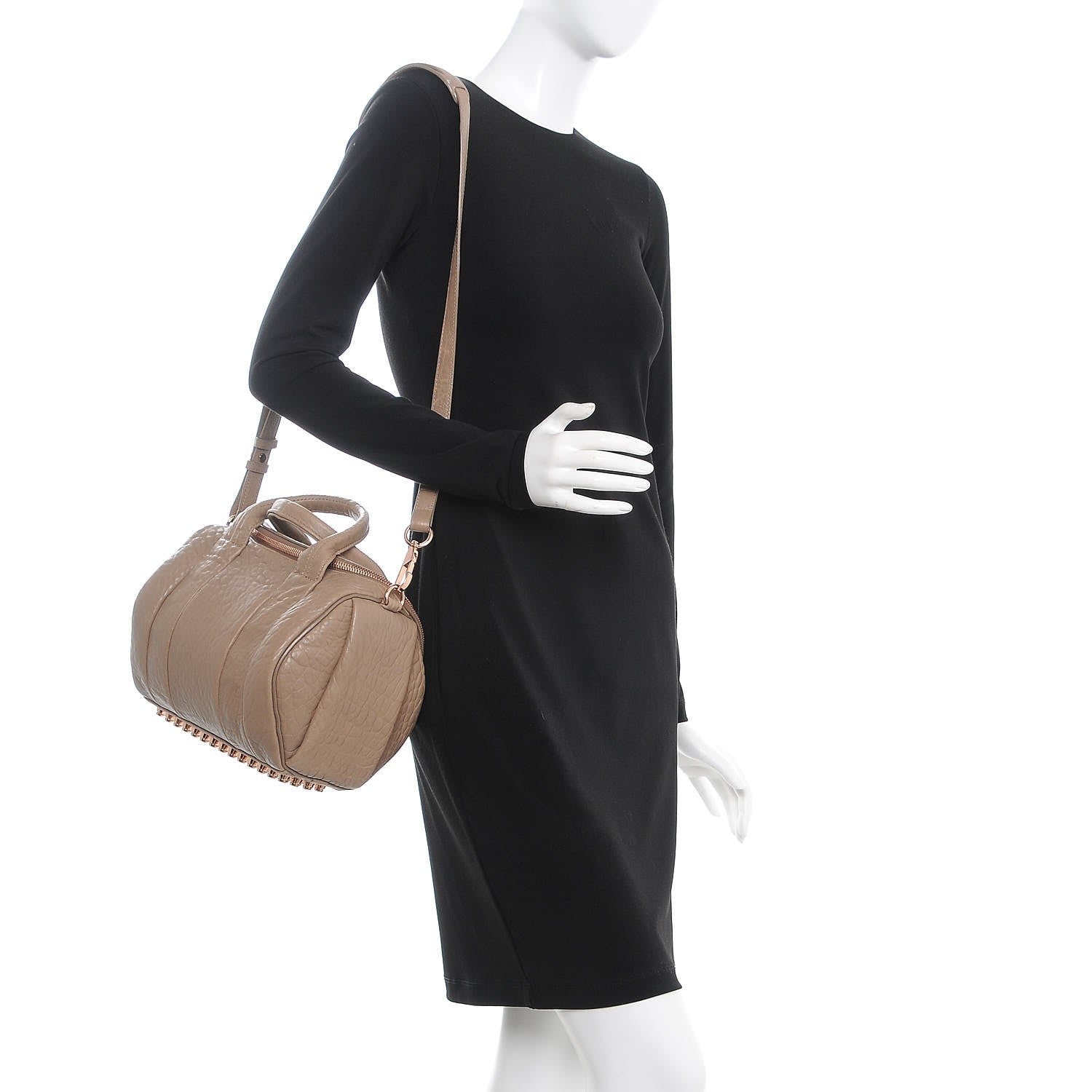 Alexander Wang Pebbled Lambskin Rockie Latte Rose Gold Hardware 2 of 16