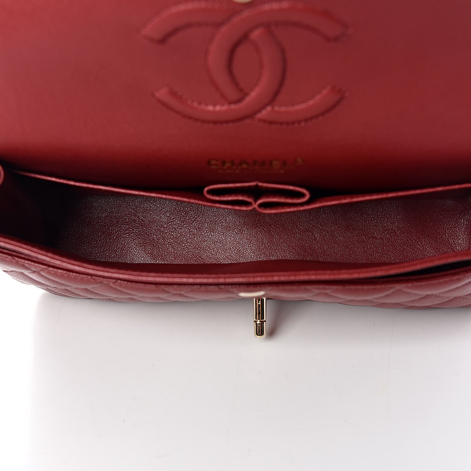 Chanel Iridescent Caviar Quilted Medium Double Flap Burgundy 7 of 12