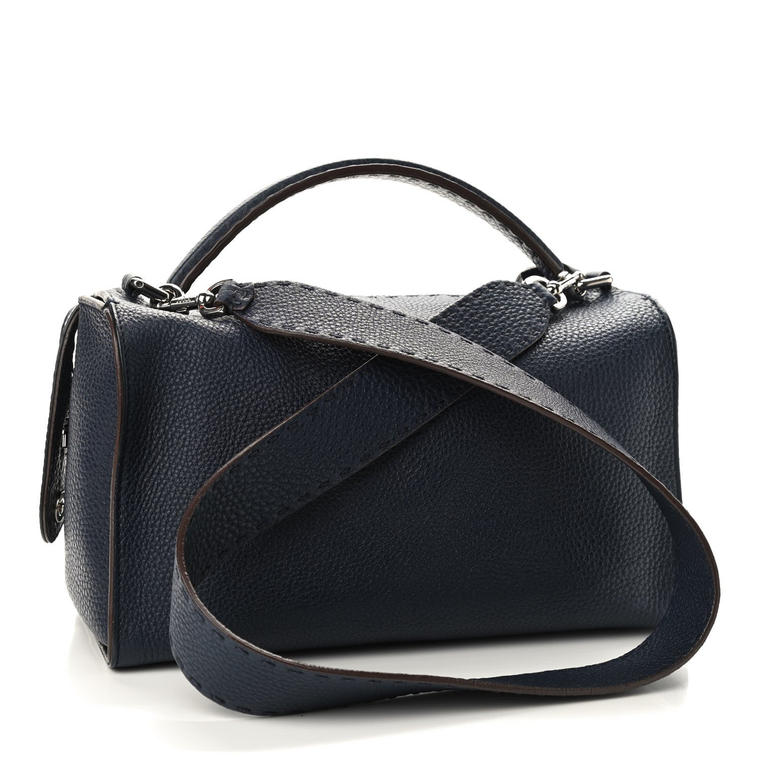 Fendi Cuoio Romano Selleria Lei Boston Tote Night Blue 3 of 13