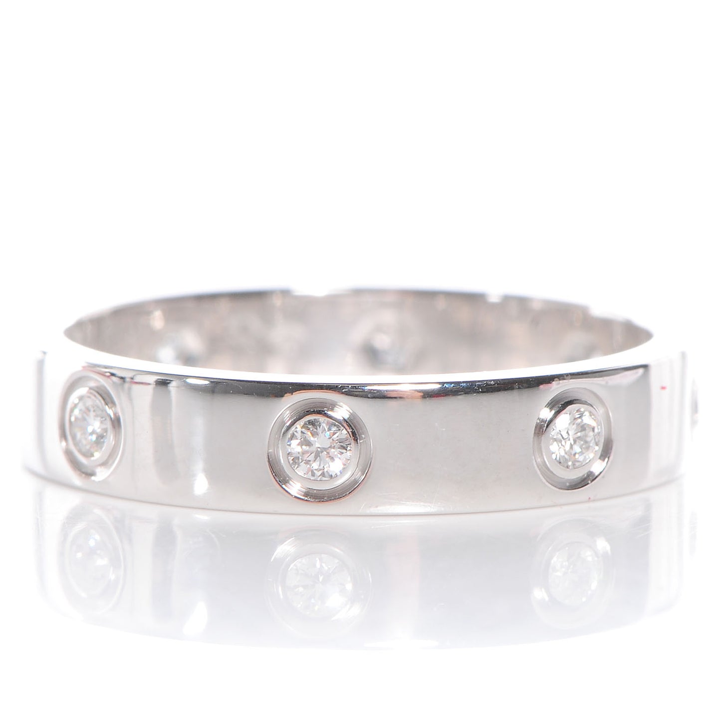18K White Gold 8 Diamond 4mm LOVE Wedding Band Ring 54 6.75