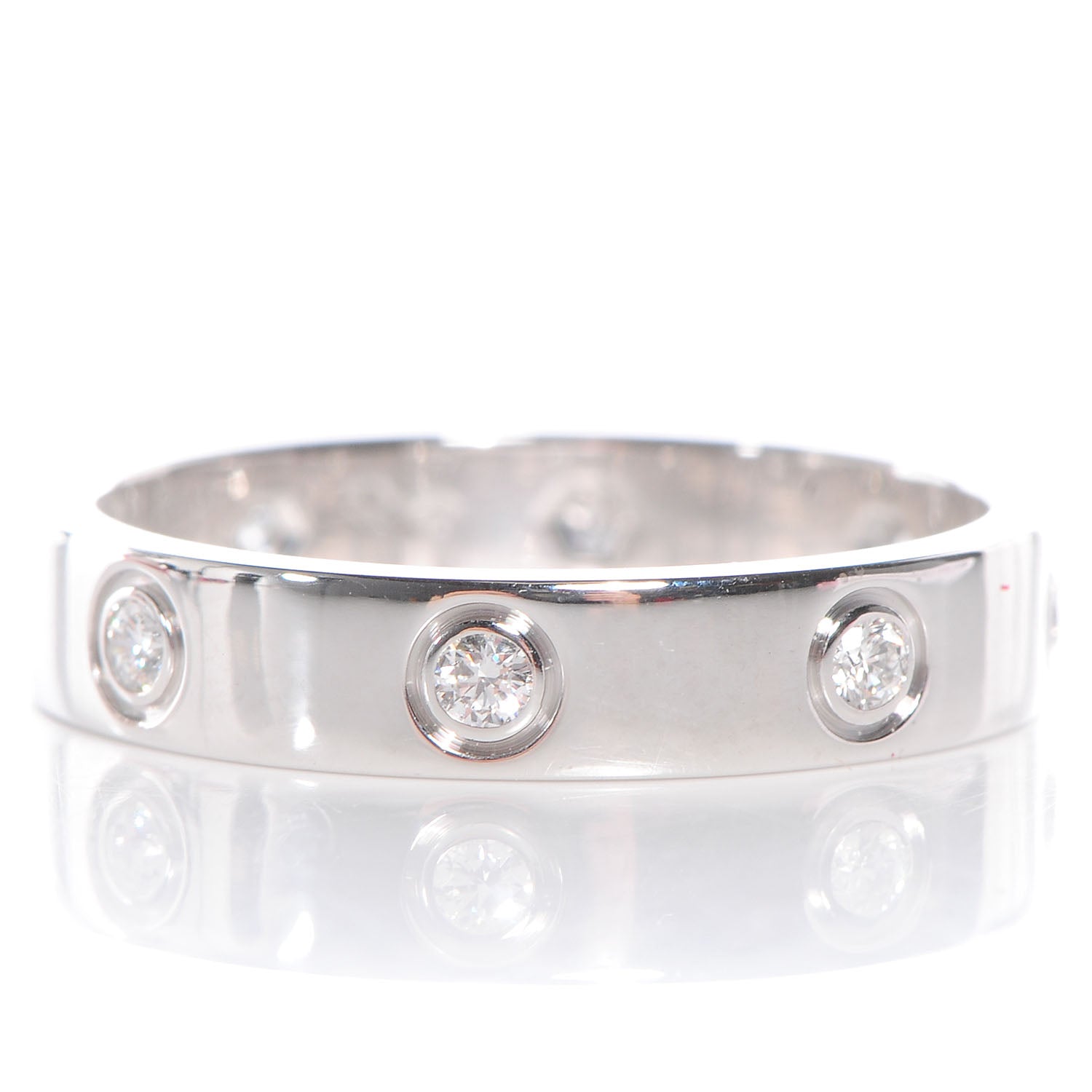 Cartier 18K White Gold 8 Diamond 4mm LOVE Wedding Band Ring 54 6.75 4 of 5