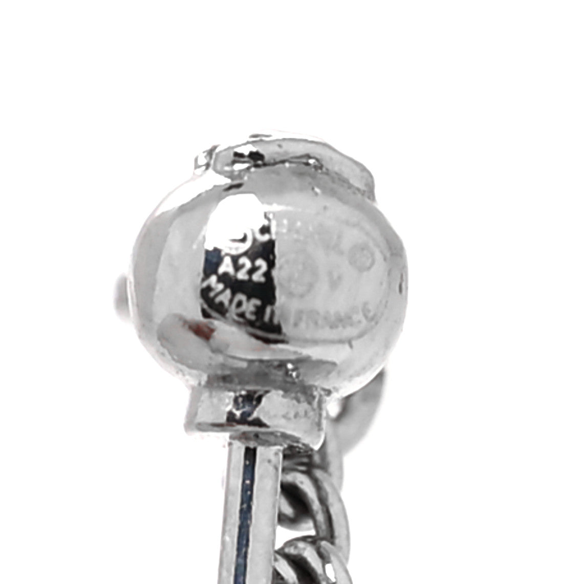 Chanel Baguette Crystal CC Drop Earrings Silver 4 of 4