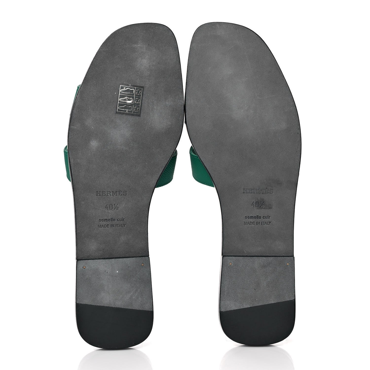 Hermes Epsom Oran Sandals 40.5 Vert Emeraude 5 of 18