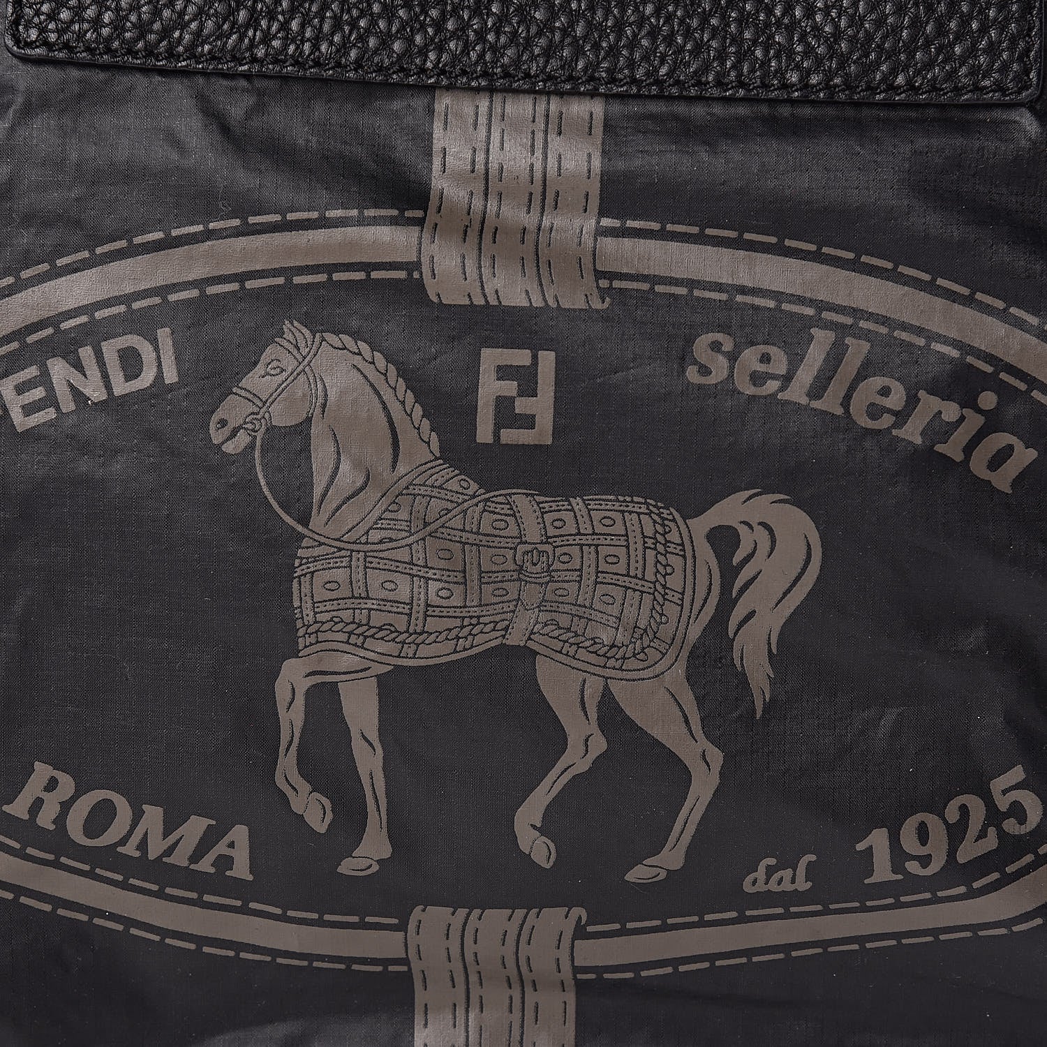 Fendi Nylon Calfskin Romano Selleria Villa Borghese Tote Black 7 of 9