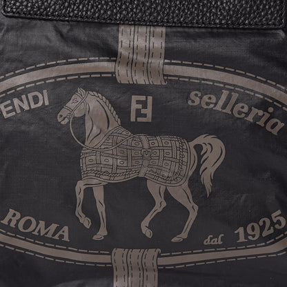 Fendi Nylon Calfskin Romano Selleria Villa Borghese Tote Black 7 of 9