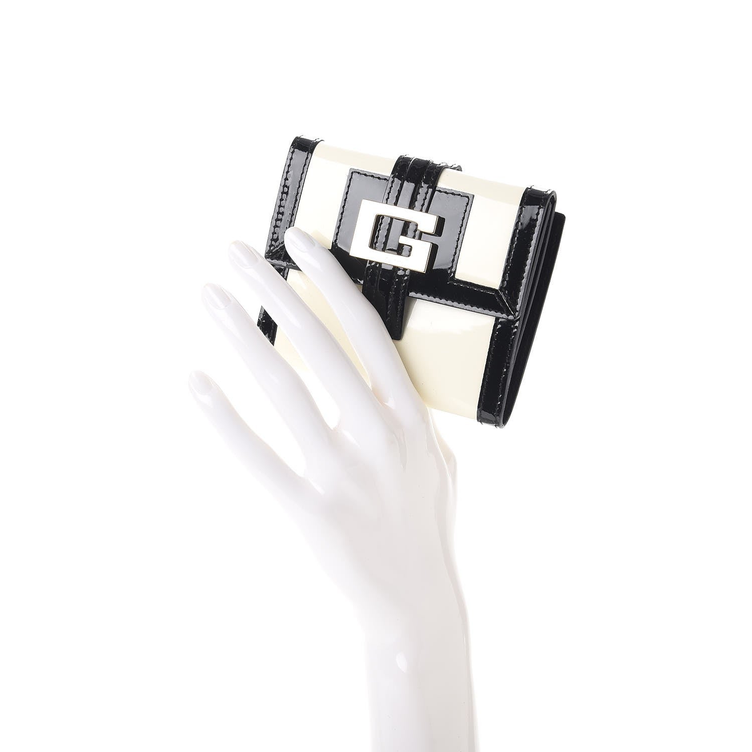 Gucci Patent G Compact Wallet White Black 2 of 11