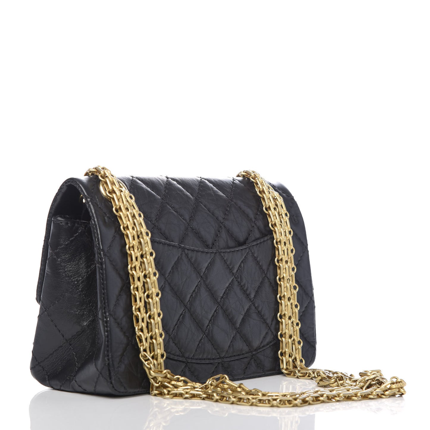 Aged Calfskin Quilted 2.55 Reissue Mini Flap Black