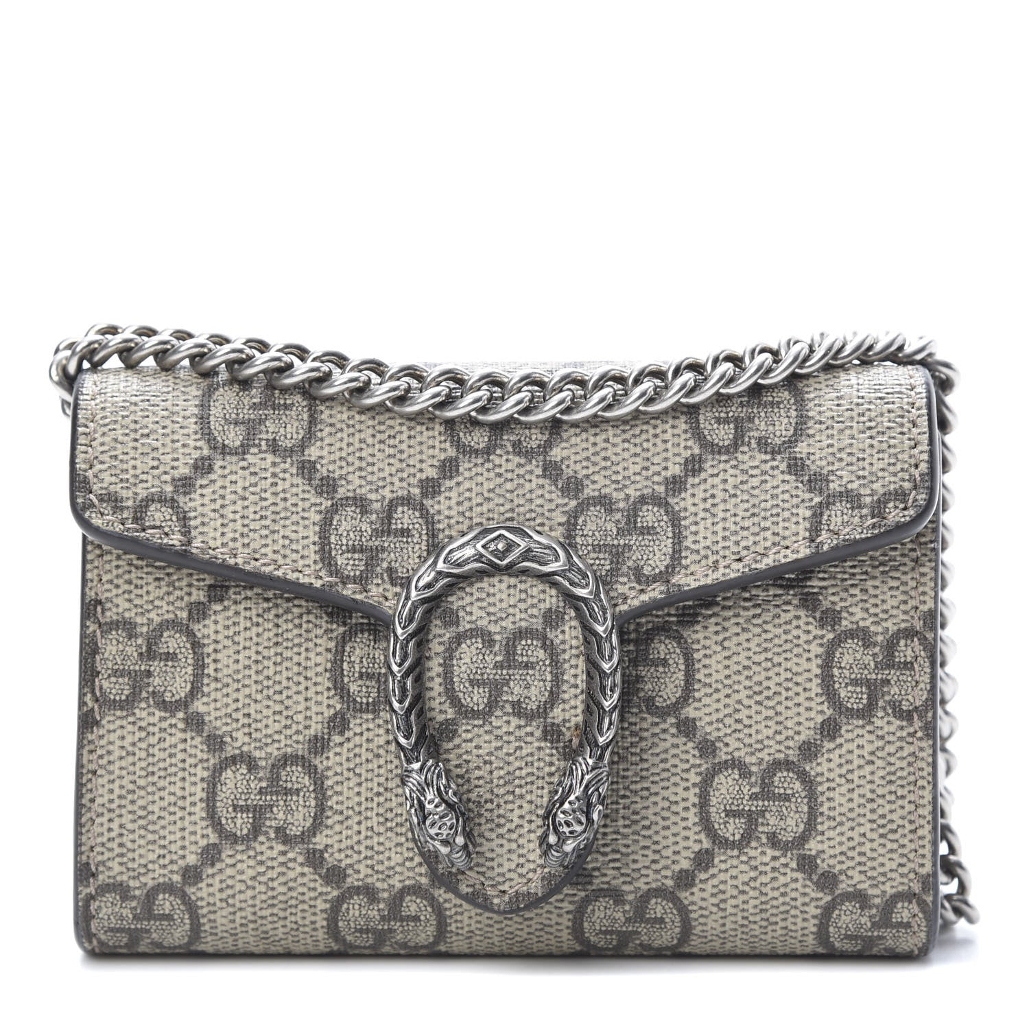Gucci GG Supreme Monogram Dionysus Coin Purse Taupe 1 of 7