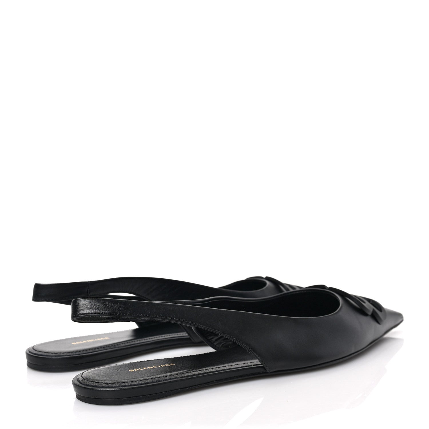 Balenciaga Calfskin BB Knife Pointy Toe Slingback Flats 38 38 Black 4 of 7