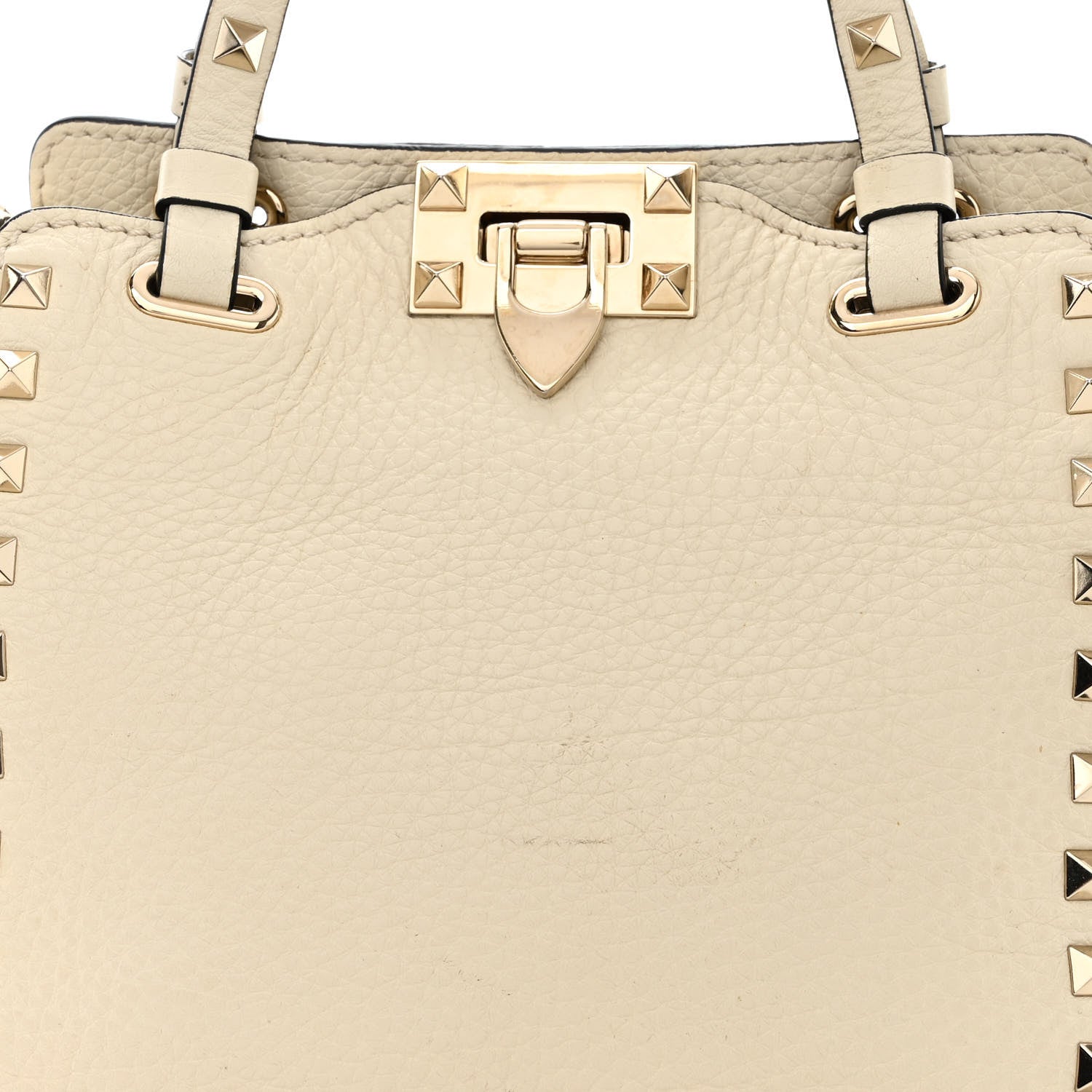 Valentino Garavani Pebbled Calfskin Mini Rockstud Tote Ivory 9 of 16