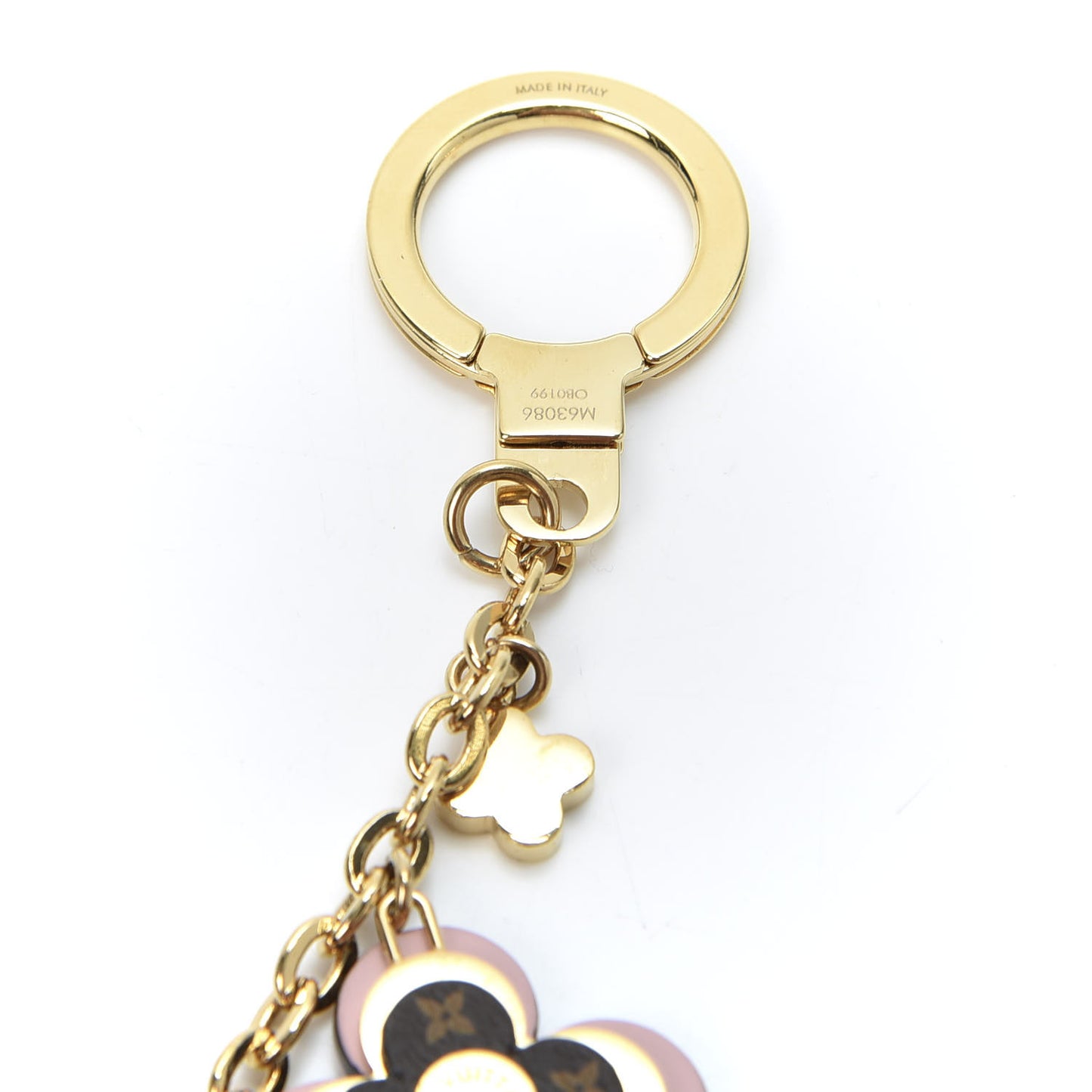 Brass Monogram Blooming Flowers Bag Charm Key Holder Rose Ballerine