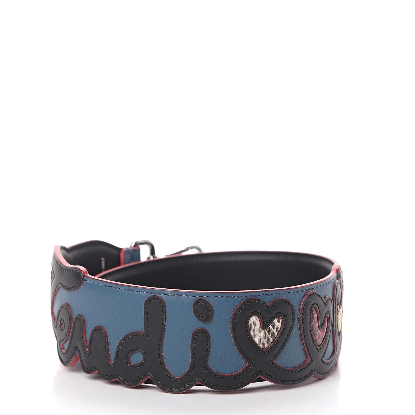 Vitello Century Elaphe Open Your Heart Bi-Color Strap You Balena Black