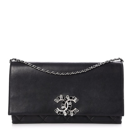 Chanel Lambskin Quilted Crystal CC Flap Black 1 of 7