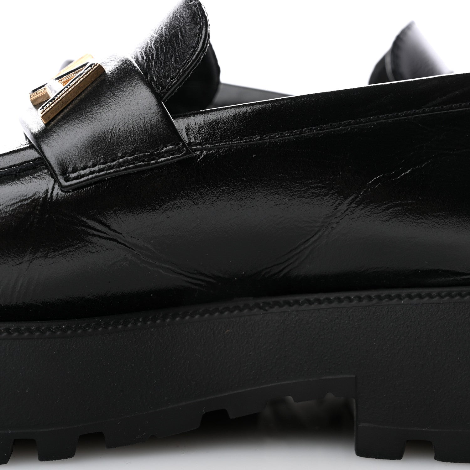 Chanel Shiny Calfskin Logo Loafers 36.5 Black 9 of 11