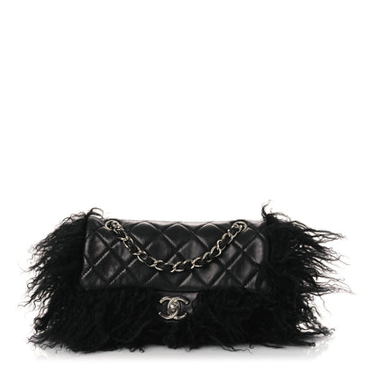 Chanel Lambskin Goat Fur Quilted Tibet Medium Flap Black 1 of 13