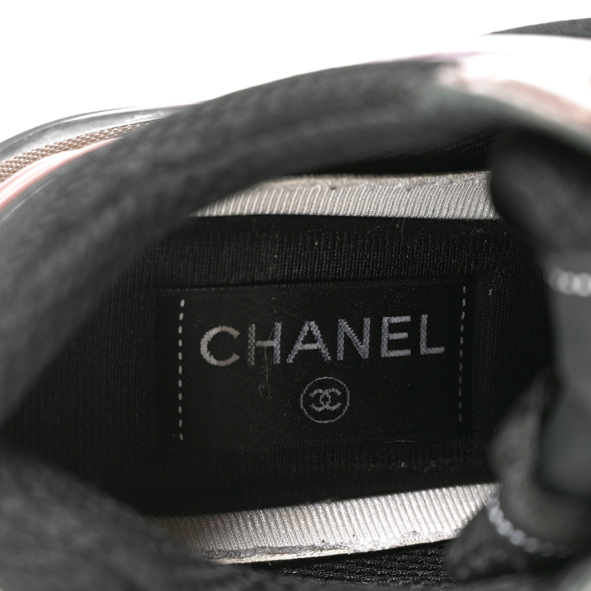 Chanel Fabric Laminated Calfskin Stretch CC Womens Sneakers 36 Black Purple Burgundy 7 of 9