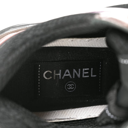 Chanel Fabric Laminated Calfskin Stretch CC Womens Sneakers 36 Black Purple Burgundy 7 of 9