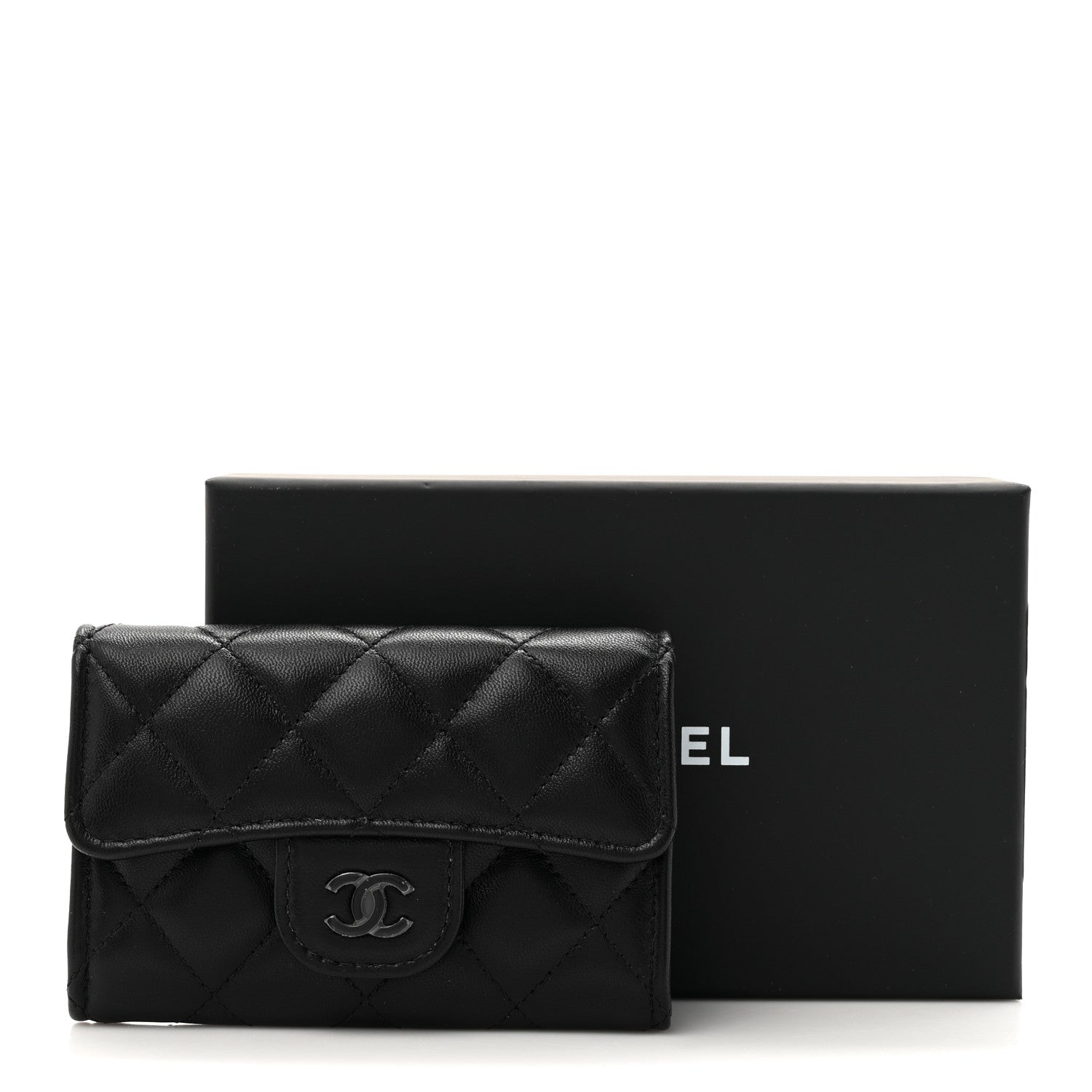 Chanel Lambskin Quilted Flap Card Holder Wallet So Black 8 of 8
