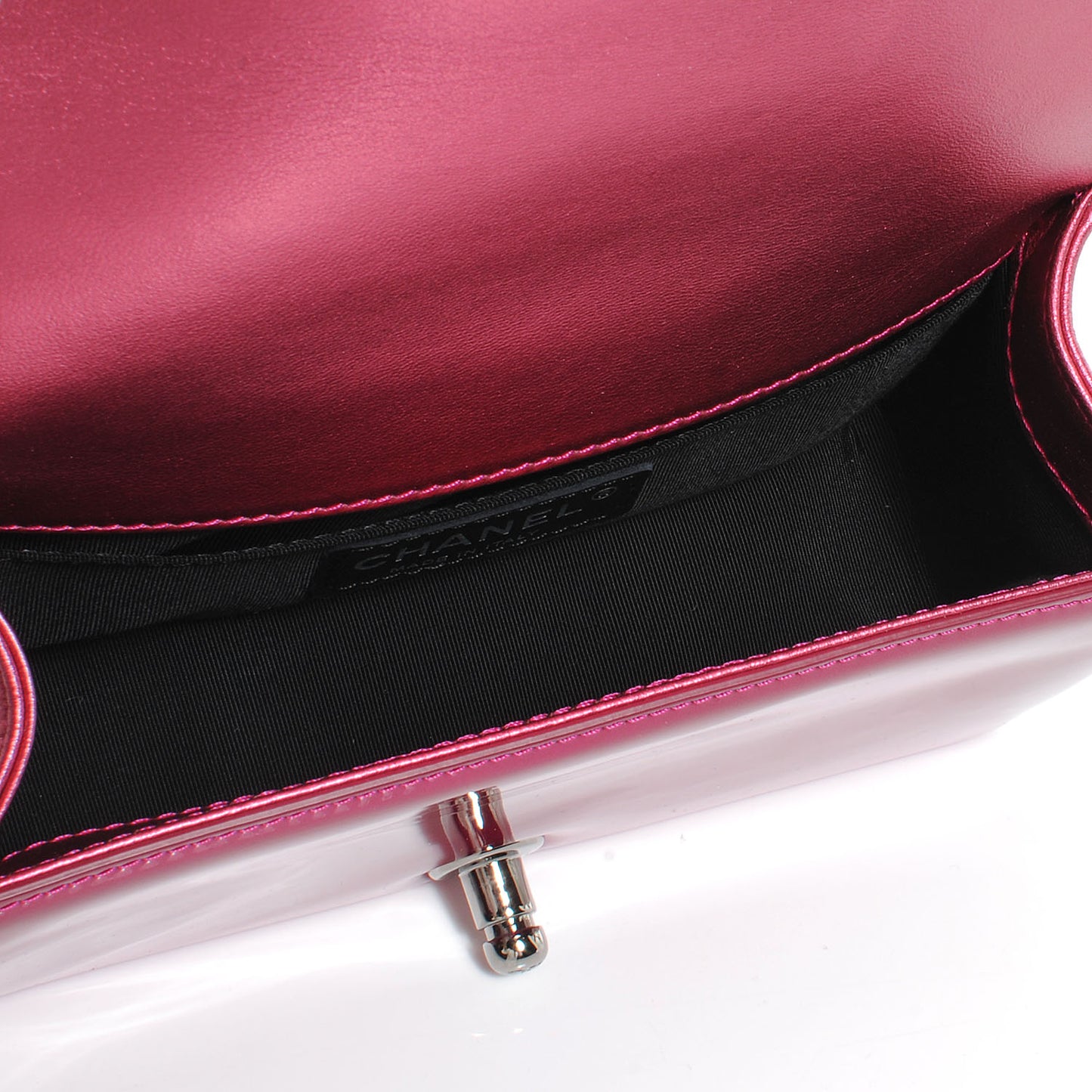 Metallic Patent Calfskin Quilted Small Boy Flap Pink