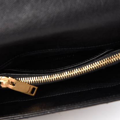 Saint Laurent Sheepskin Matelasse Chevron Monogram Medium College Bag Black 9 of 10