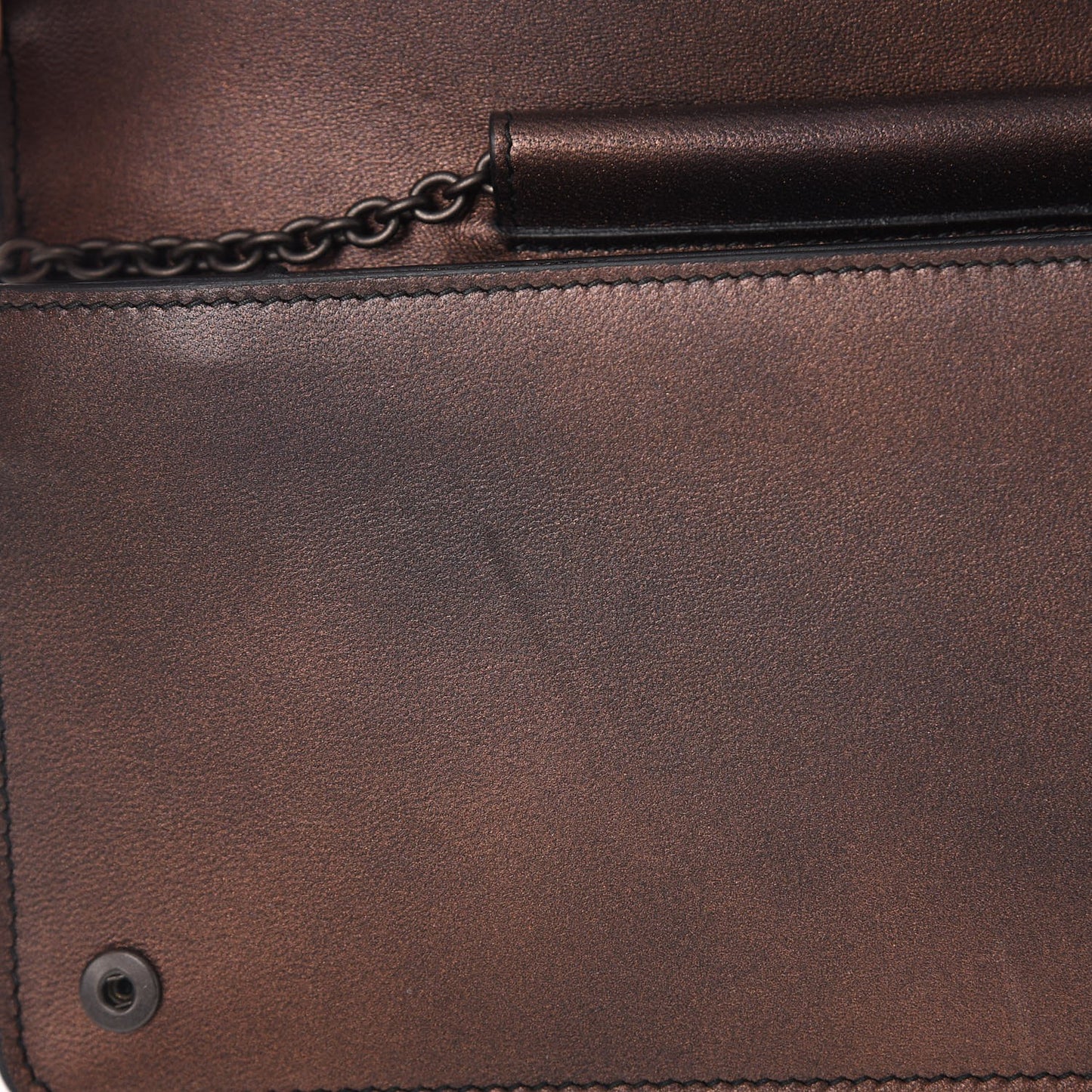 Metallic Nappa Intrecciato Continental Wallet on Chain Dark Copper