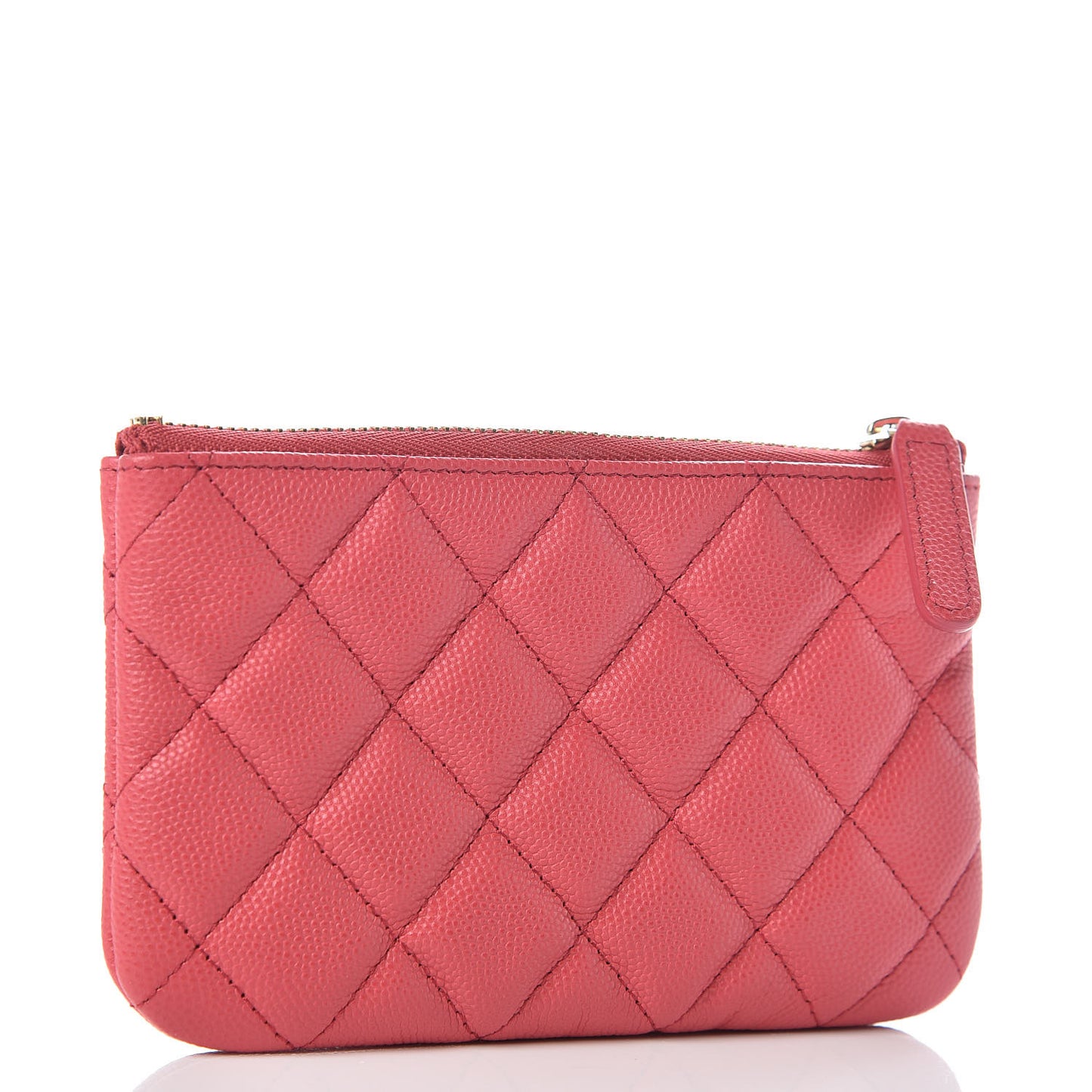 Caviar Quilted Small Cosmetic Case Dark Pink