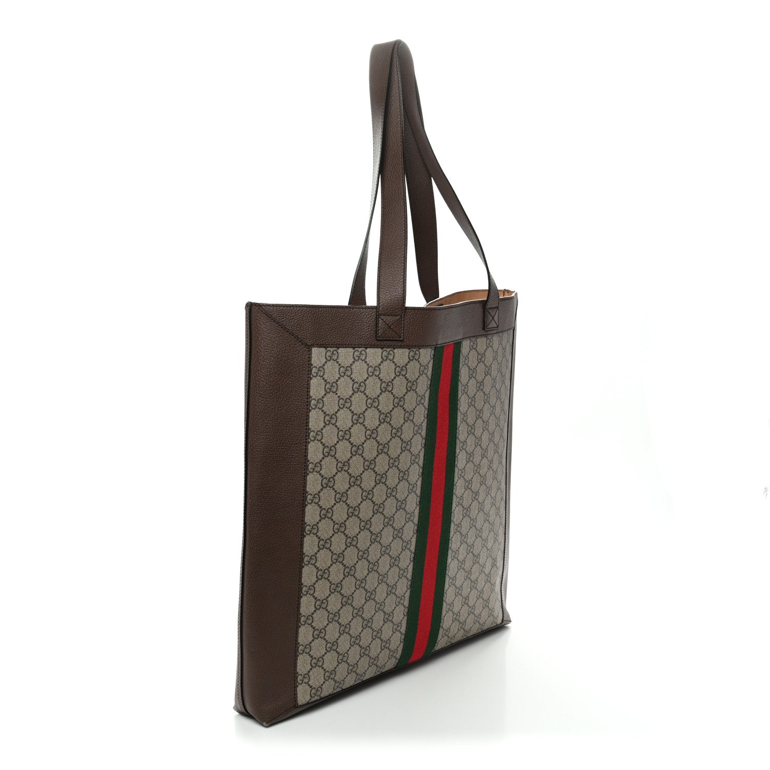 Gucci GG Supreme Monogram Web Large Ophidia Vertical Shopping Tote Brown 4 of 12