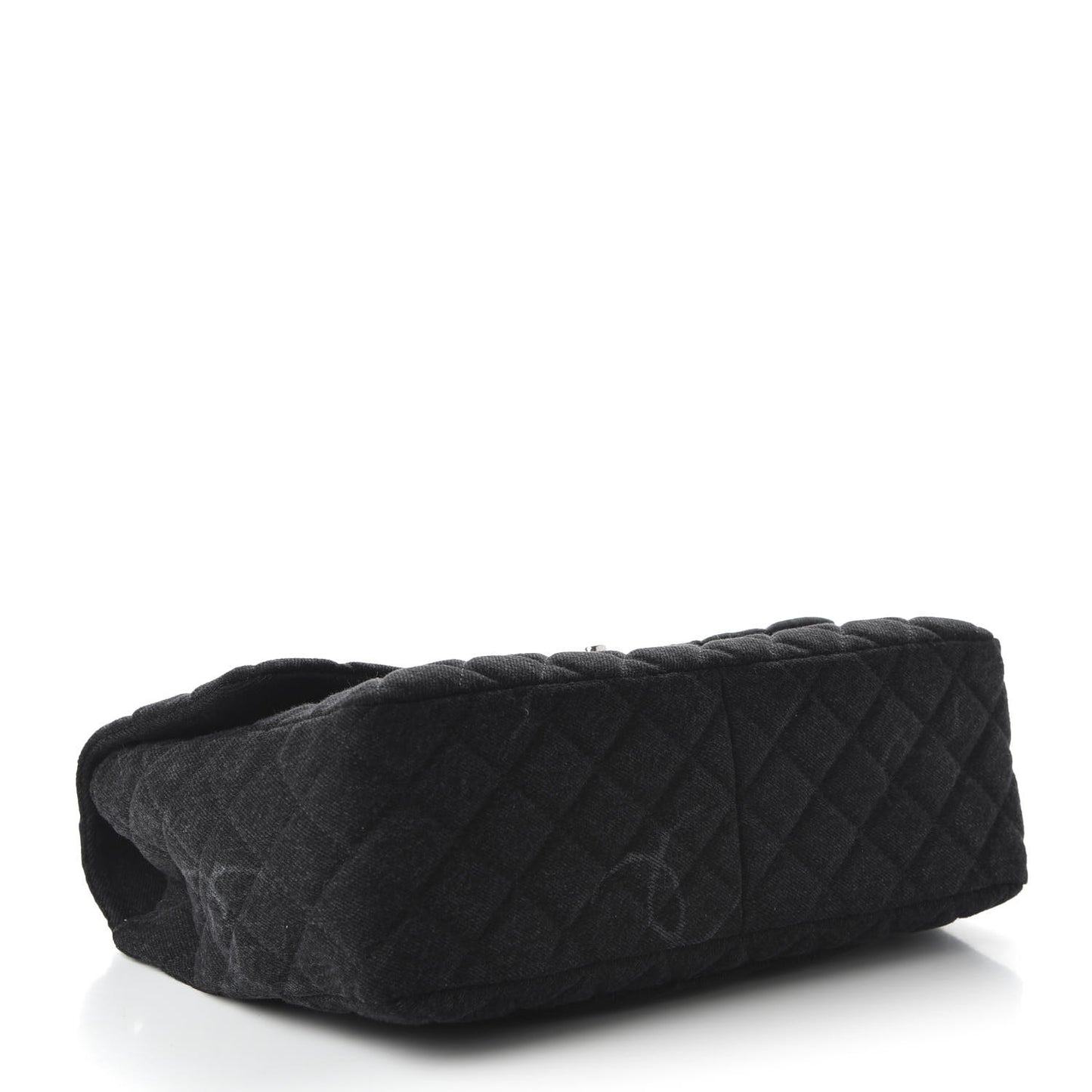 Denim Quilted CC Print Jumbo Single Flap Black