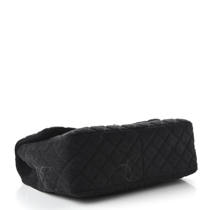 Chanel Denim Quilted CC Print Jumbo Single Flap Black 4 of 11