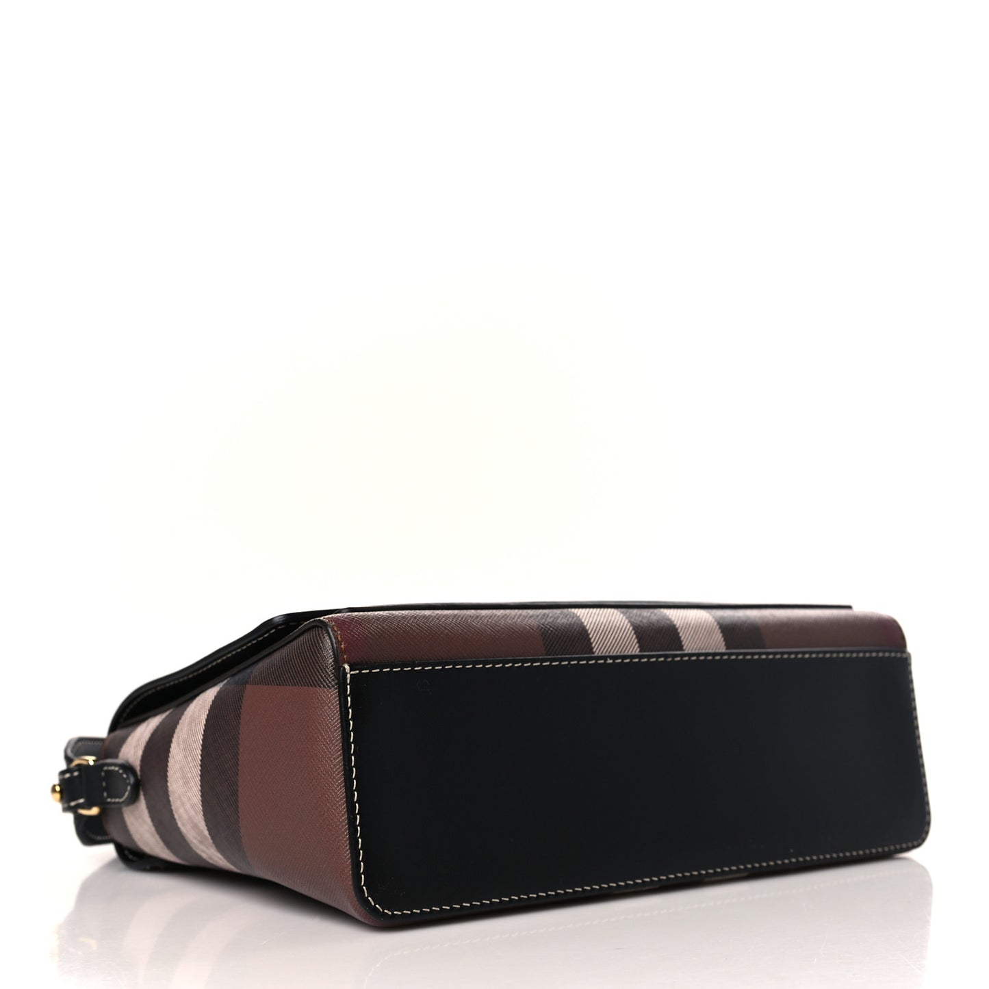 Calfskin Giant Check E-Canvas Note Crossbody Bag Dark Birch Brown