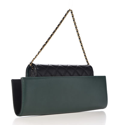Chanel Calfskin Quilted Brasserie Gabrielle Menu CC Clutch Green 3 of 12
