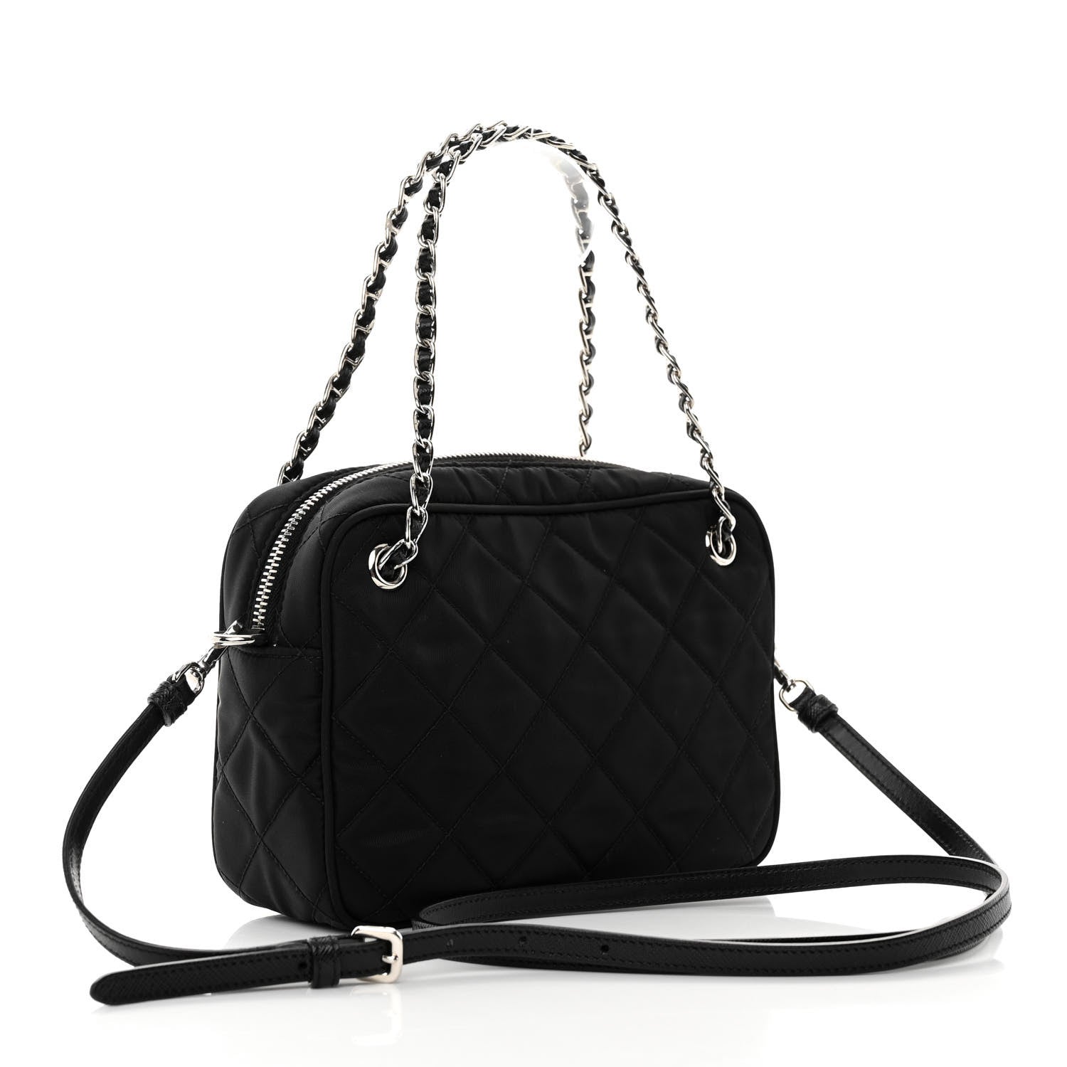 Prada Nylon Tessuto Impuntu Quilted Bandoliera Crossbody Bag Black 3 of 10