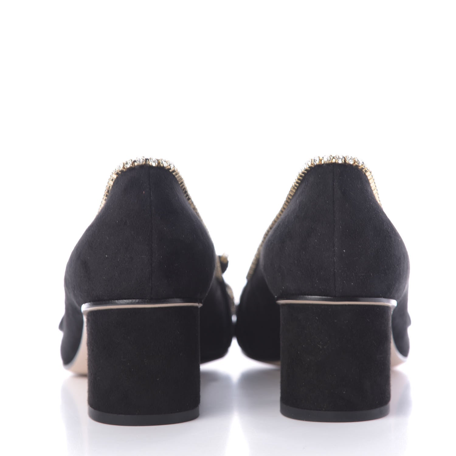Gucci Kid Scamosciato Crystal GG Marmont Fringe 50mm Loafer Pumps 40.5 Black 5 of 12