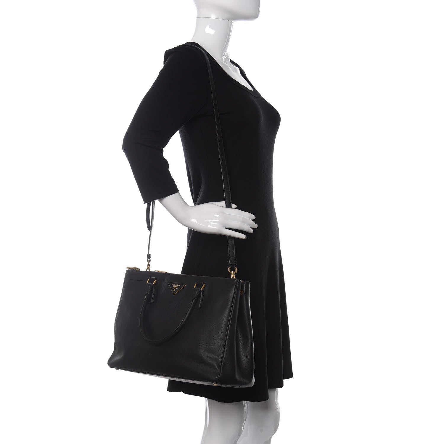 Prada Saffiano Medium Galleria Double Zip Tote Black 2 of 15