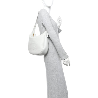 Celine Supple Calfskin Cuir Triomphe Heloise Shoulder Bag Light Stone 2 of 12
