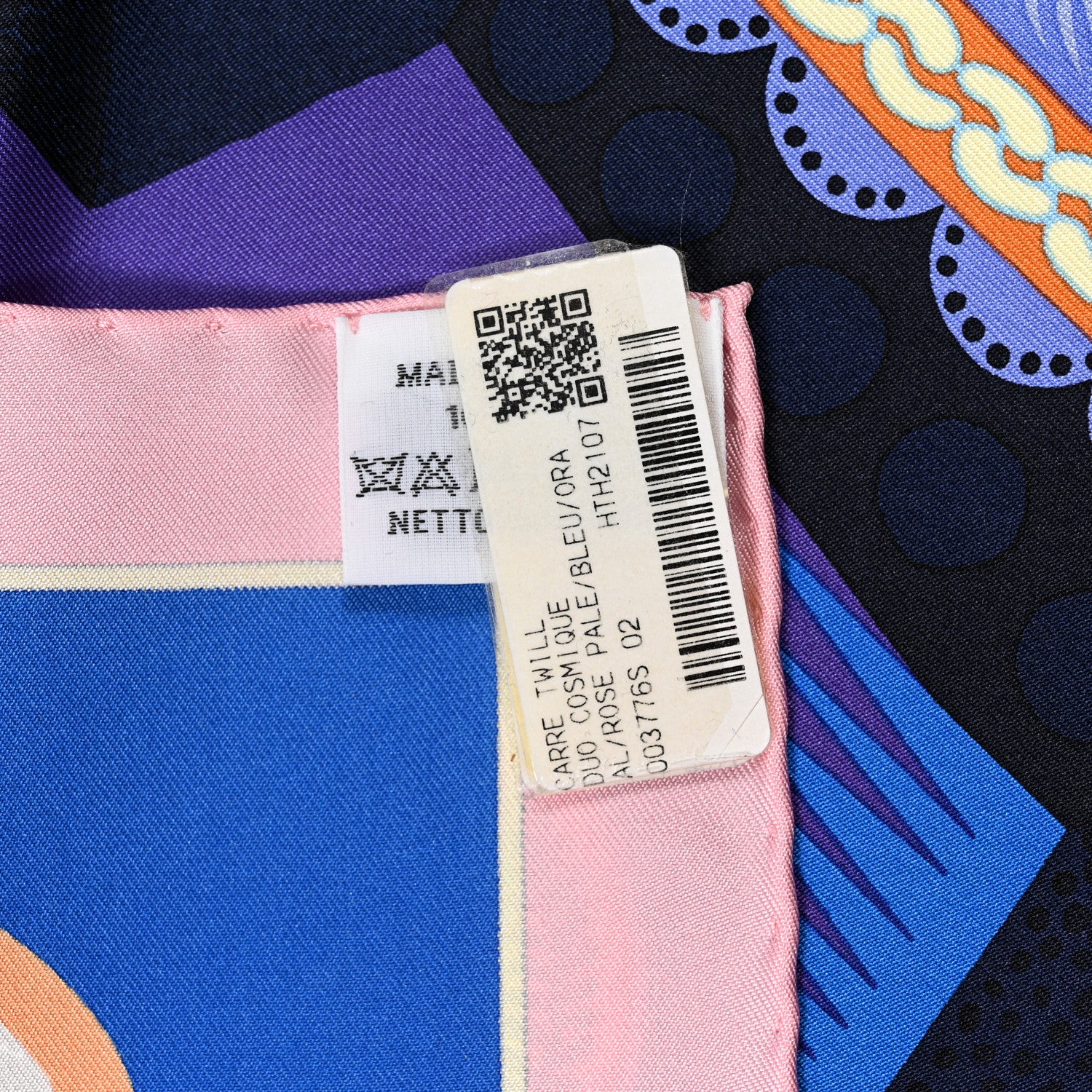 Hermes Silk Twill Duo Cosmique Scarf 90 Rose Pale Bleu Orange 4 of 6