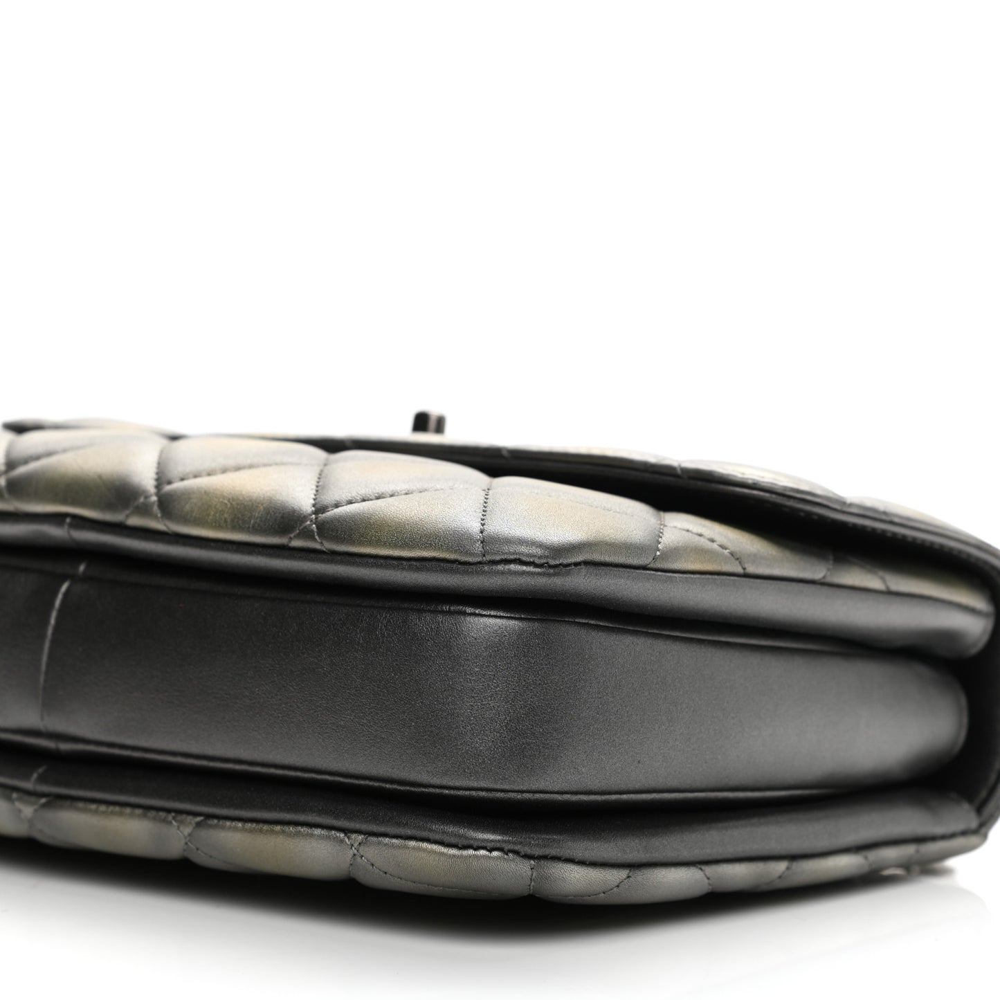 Metallic Lambskin Quilted Small Trendy CC Dual Handle Flap Bag Silver Gold